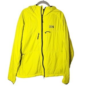 Mountain Hardwear Men's Insulated Hooded Jacket Size L Neon Yellow Lightweight